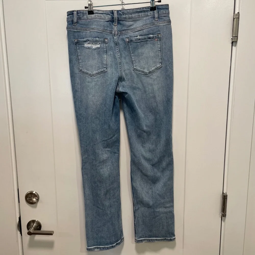 Mica Los Angeles Distressed Straight Leg Jeans Medium Wash MDP-T204 Womens 30